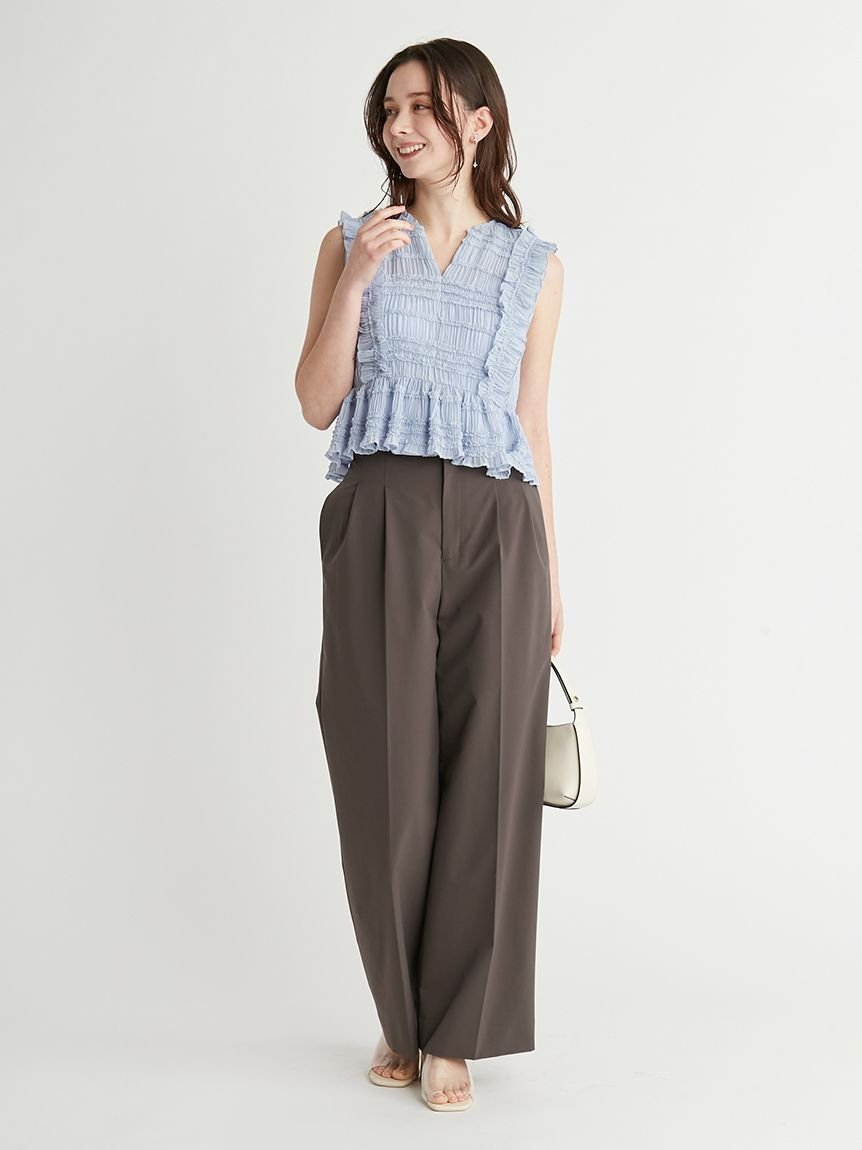 【セルフォード/CELFORD】のバックベルトワイドパンツ インテリア・キッズ・メンズ・レディースファッション・服の通販 founy(ファニー) 　ファッション　Fashion　レディースファッション　Ladies' Fashion Online　パンツ　Pants　バッグ　Bag　ベルト　Belts　パターン　Pattern　ワイド　Wide　今季　This Season　定番　Standard　CGRY[007]|ID: prp329100004557485 ipo3291000000032570847
