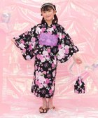 【その他のブランド/Other】の【浴衣3点セット】綿100% セパレート 着付け 簡単 子供服 キッズ 女の子 セパレートタイプ×黒地リボン花|ID: prp329100004557521 ipo3291000000032986152