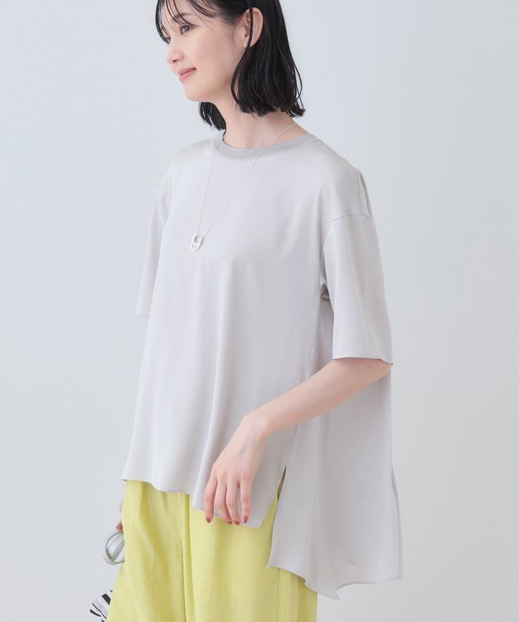 【インディヴィ/INDIVI】の【バックシャン】デザインTブラウス インテリア・キッズ・メンズ・レディースファッション・服の通販 founy(ファニー) 　ファッション　Fashion　レディースファッション　Ladies' Fashion Online　トップス・カットソー　Tops/Tshirt　シャツ/ブラウス　Shirts/Blouses　バッグ　Bag　おすすめ　Recommend　インナー　Inner　シルク　Silk　シンプル　Simple　ジャケット　Jacket　ジョーゼット　Georgette　ドレープ　Drape　人気　Popularity　切替　Switching　定番　Standard　ライトグレー|ID: prp329100004557527 ipo3291000000032623543