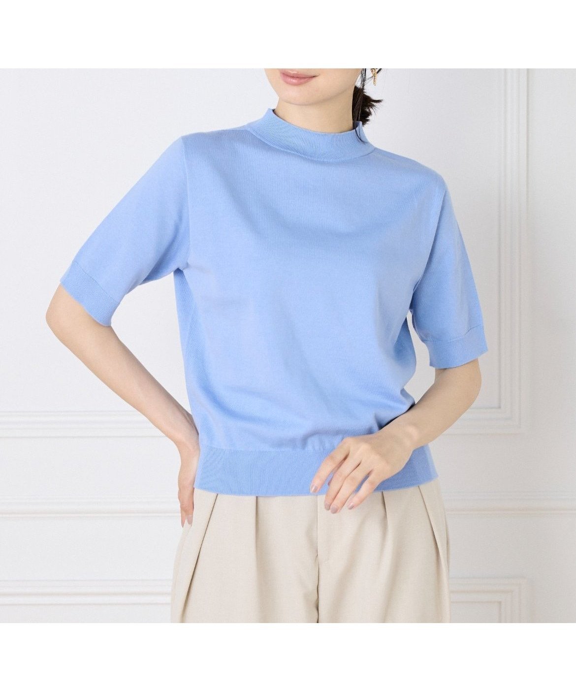 【イッツインターナショナル/I.T.'S. international】のハイネック5分袖ニット 人気、トレンドファッション・服の通販 founy(ファニー) 　ファッション　Fashion　レディースファッション　Ladies' Fashion Online　トップス・カットソー　Tops/Tshirt　ニット　Knit Tops　ハイネック　High Neck　ベーシック　Basic　ホールガーメント　Whole Garment　エレガント 上品　Elegant　 other-1|ID: prp329100004557579 ipo3291000000032598139