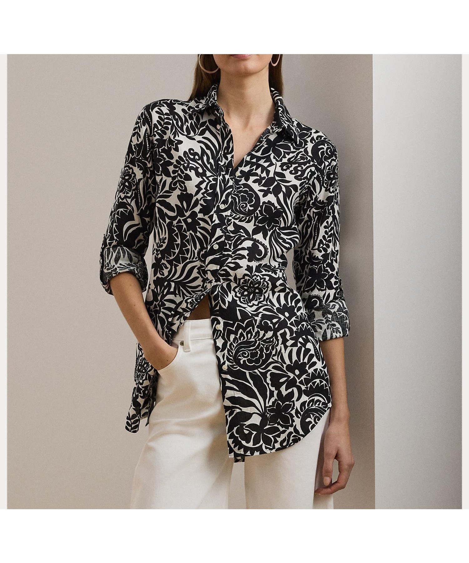 【ラルフローレン/RALPH LAUREN】のリラックス フィット フローラル リネン シャツ 人気、トレンドファッション・服の通販 founy(ファニー) 　ファッション　Fashion　レディースファッション　Ladies' Fashion Online　トップス・カットソー　Tops/Tshirt　シャツ/ブラウス　Shirts/Blouses　カフス　Cuffs　フィット　Fit　プリーツ　Pleats　ヨーク　Yoke　ラウンド　Round　リネン　Linen　リラックス　Relax　長袖　Long Sleeve　 other-1|ID: prp329100004557624 ipo3291000000032644746