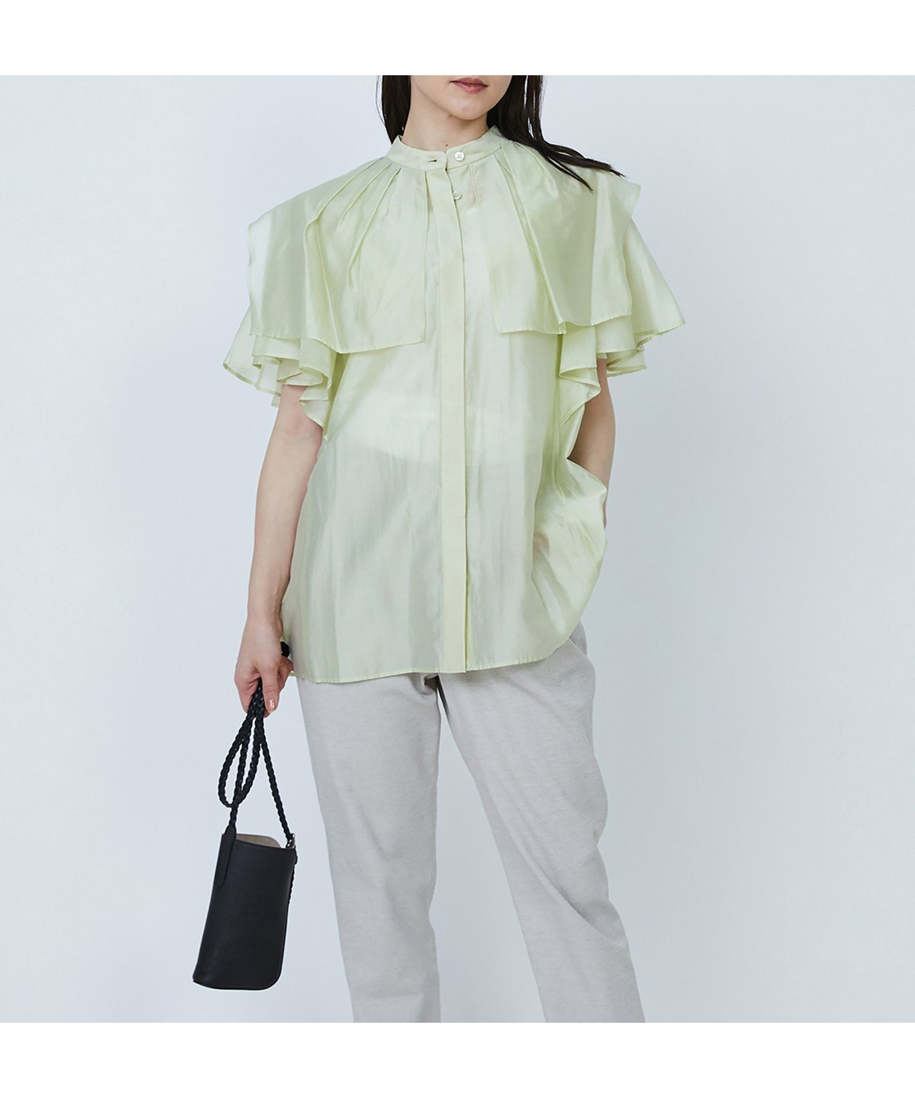 【その他のブランド/Other】の【WEB限定】シアーテンセルラッフルブラウス インテリア・キッズ・メンズ・レディースファッション・服の通販 founy(ファニー) 　ファッション　Fashion　メンズファッション　Men's Style Online　シアー　Sheer　フリル　Frills　Lime|ID: prp329100004557625 ipo3291000000032628269