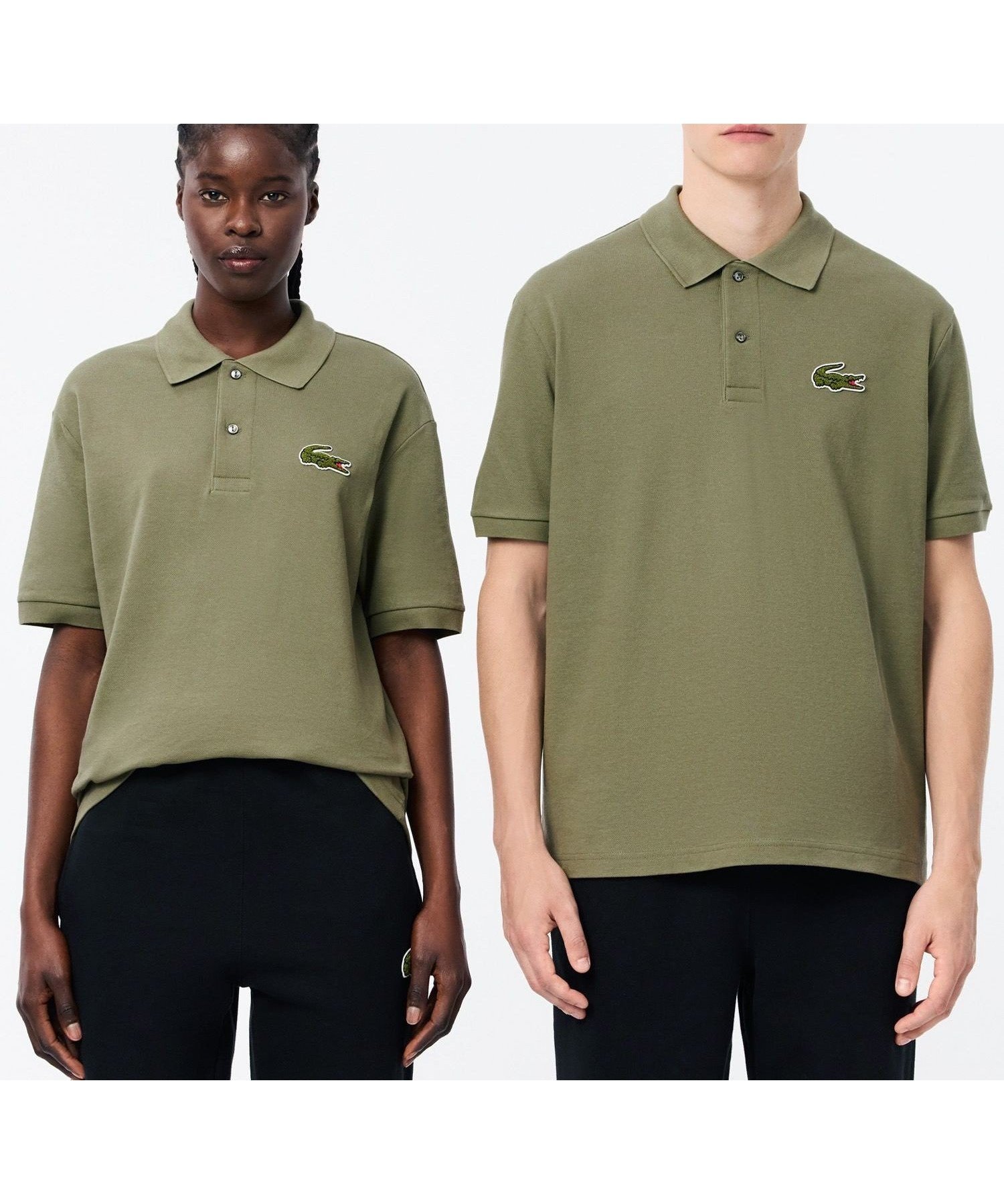 【ラコステ/LACOSTE】のL.12.12ルーズフィット ドロップショルダー 鹿の子半袖ポロシャツ インテリア・キッズ・メンズ・レディースファッション・服の通販 founy(ファニー) 　ファッション　Fashion　レディースファッション　Ladies' Fashion Online　トップス・カットソー　Tops/Tshirt　シャツ/ブラウス　Shirts/Blouses　ポロシャツ　Polo Shirts　エレガント 上品　Elegant　ショルダー　Shoulder　ドロップ　Drop　フィット　Fit　ポロシャツ　Polo Shirt　ルーズ　Loose　半袖　Short Sleeve　鹿の子　Pique　カーキ|ID: prp329100004557667 ipo3291000000032673814
