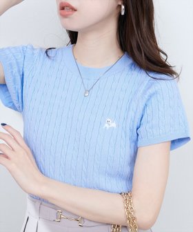 【ナチュラルクチュール/natural couture】のアニマル刺繍ケーブル半袖ニット 人気、トレンドファッション・服の通販 founy(ファニー) ファッション Fashion レディースファッション WOMEN トップス・カットソー Tops/Tshirt ニット Knit Tops 2025年 2025 2025春夏・S/S Ss,Spring/Summer,2025 おすすめ Recommend アニマル Animal ガーリー Girly シンプル Simple スカーフ Scarf デニム Denim ネックレス Necklace エレガント 上品 Elegant 半袖 Short Sleeve |ID:prp329100004557724