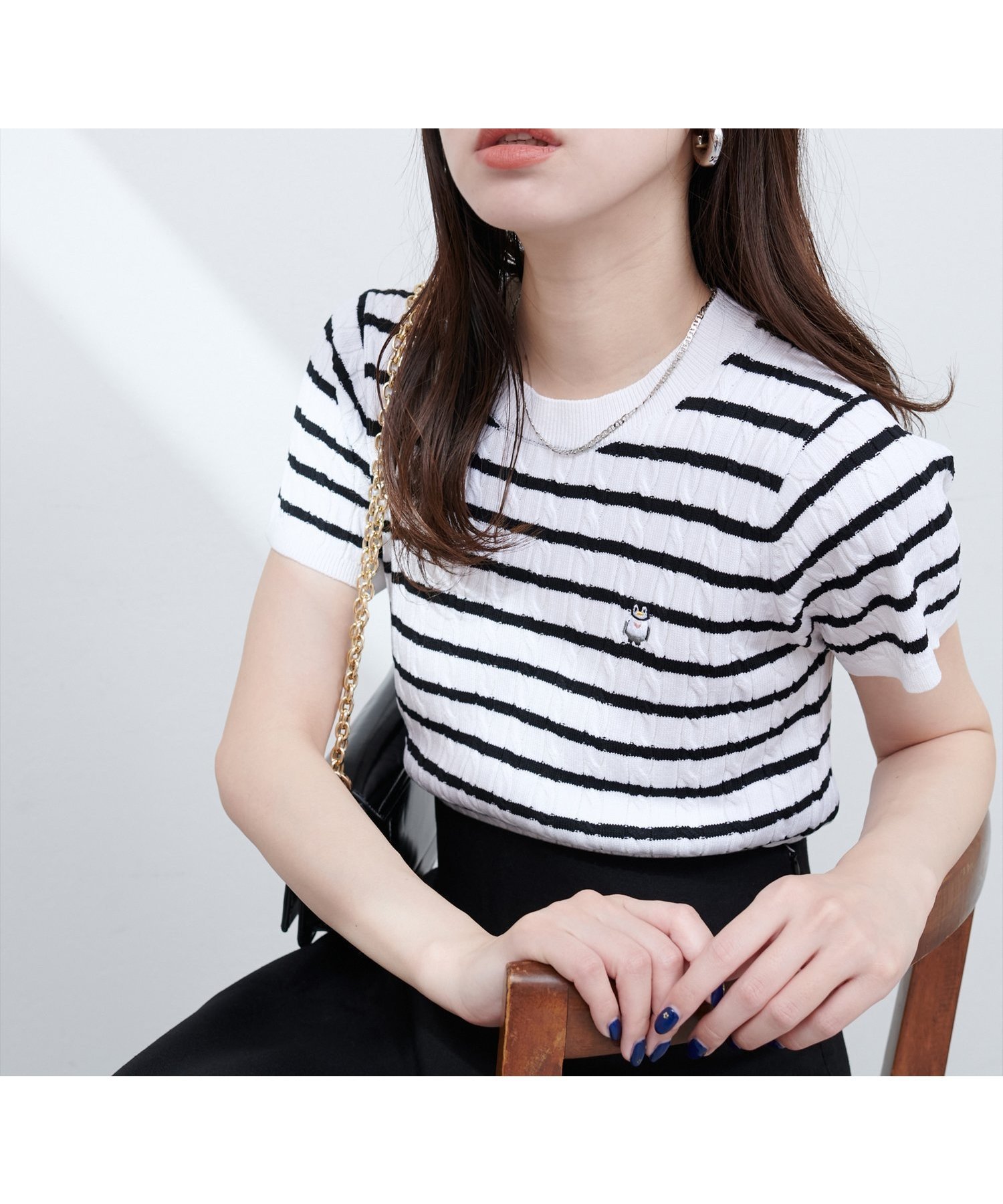 【ナチュラルクチュール/natural couture】のアニマル刺繍ケーブル半袖ニット インテリア・キッズ・メンズ・レディースファッション・服の通販 founy(ファニー) 　ファッション　Fashion　レディースファッション　WOMEN　トップス・カットソー　Tops/Tshirt　ニット　Knit Tops　2025年　2025　2025春夏・S/S　Ss,Spring/Summer,2025　おすすめ　Recommend　アニマル　Animal　ガーリー　Girly　シンプル　Simple　スカーフ　Scarf　デニム　Denim　ネックレス　Necklace　エレガント 上品　Elegant　半袖　Short Sleeve　その他1|ID: prp329100004557724 ipo3291000000032277381