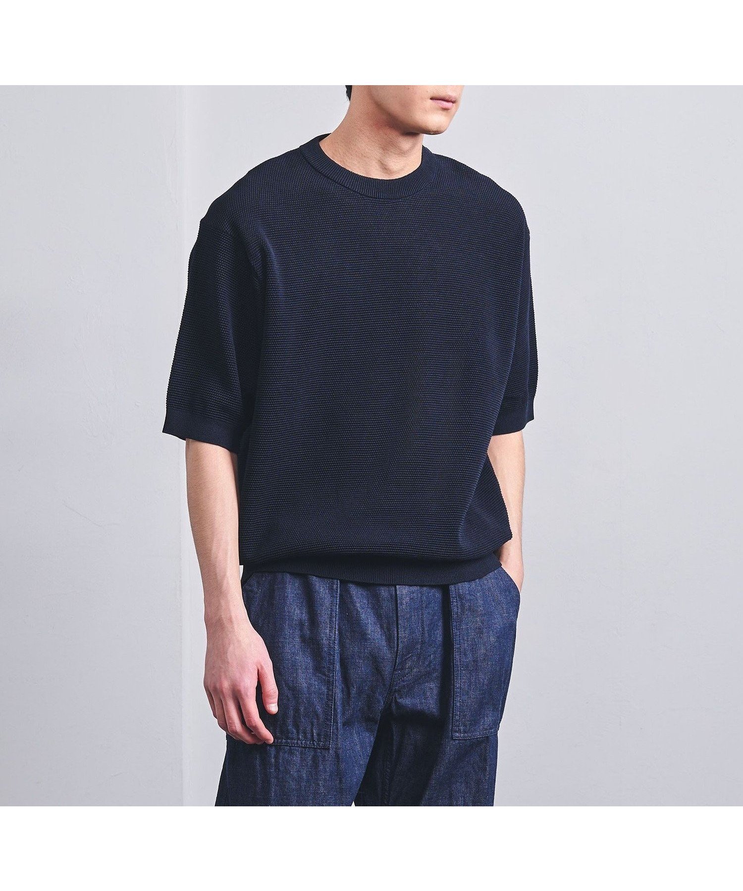 【ユナイテッドアローズ/UNITED ARROWS / MEN】のコットン バーズアイ クルーネックニット インテリア・キッズ・メンズ・レディースファッション・服の通販 founy(ファニー) 　ファッション　Fashion　メンズファッション　Fashion for Men　アクリル　Acrylic Material　春　Spring　サマー　Summer, Summer Style　ショーツ　Shorts, Short Pants　シンプル　Simple, Minimal　スラックス　Slacks, Dress Pants　フォルム　Silhouette, Form　半袖　Short Sleeve, Half Sleeve　メッシュ　Mesh, Net Fabric　リゾート　Resort, Vacation Style　ワーク　Workwear, Utility Style　S/S・春夏　SS, Spring/Summer, Warm Season　おすすめ　Recommended / Our Picks　夏　Summer　NAVY|ID: prp329100004557774 ipo3291000000032973381