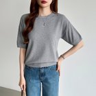 【ココモモ/COCOMOMO】のサマーニット オフィスカジュアル クルーネックニット 半袖 クルーネック 人気、トレンドファッション・服の通販 founy(ファニー) ファッション Fashion レディースファッション Fashion for Women トップス・カットソー Cut & Sew Tops ニット Knit Tops & Sweaters コンパクト Compact, Small Size サマー Summer, Summer Style 半袖 Short Sleeve, Half Sleeve 夏 Summer thumbnail グレー|ID: prp329100004557783 ipo3291000000033676917