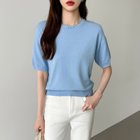 【ココモモ/COCOMOMO】のサマーニット オフィスカジュアル クルーネックニット 半袖 クルーネック 人気、トレンドファッション・服の通販 founy(ファニー) ファッション Fashion レディースファッション Fashion for Women トップス・カットソー Cut & Sew Tops ニット Knit Tops & Sweaters コンパクト Compact, Small Size サマー Summer, Summer Style 半袖 Short Sleeve, Half Sleeve 夏 Summer thumbnail ブルー|ID: prp329100004557783 ipo3291000000033676924