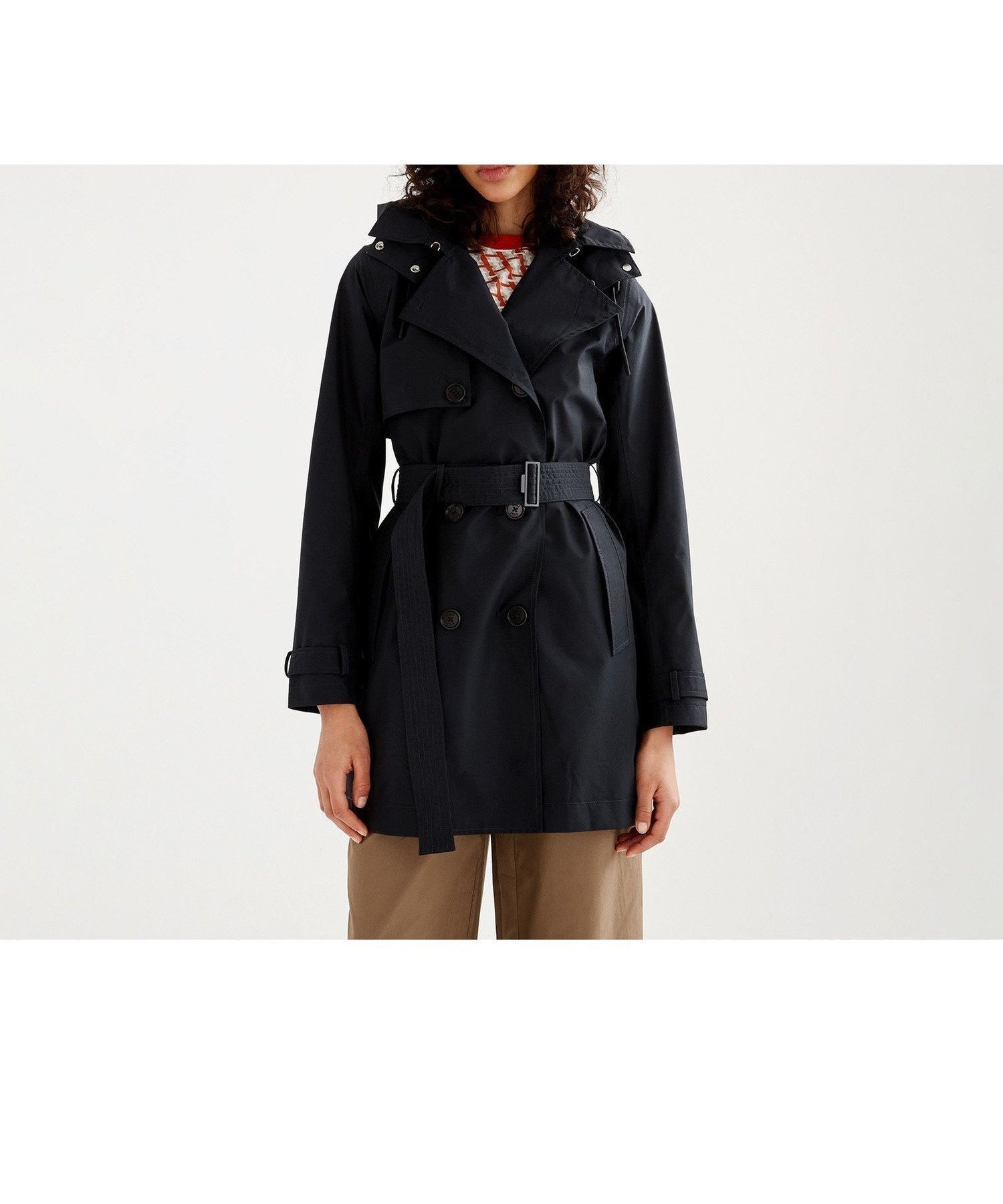 【エーグル/AIGLE】のGORE-TEX ゴアテックス 防水 防風 透湿 2WAY ミドル丈トレンチコート フード取り外し可 インテリア・キッズ・メンズ・レディースファッション・服の通販 founy(ファニー) 　ファッション　Fashion　レディースファッション　WOMEN　アウター　Coat Outerwear　コート　Coats　トレンチコート　Trench Coats　ショート　Short　フィット　Fit　ベーシック　Basic　ミドル　Middle　レギュラー　Regular　ブラック|ID: prp329100004557800 ipo3291000000032219026