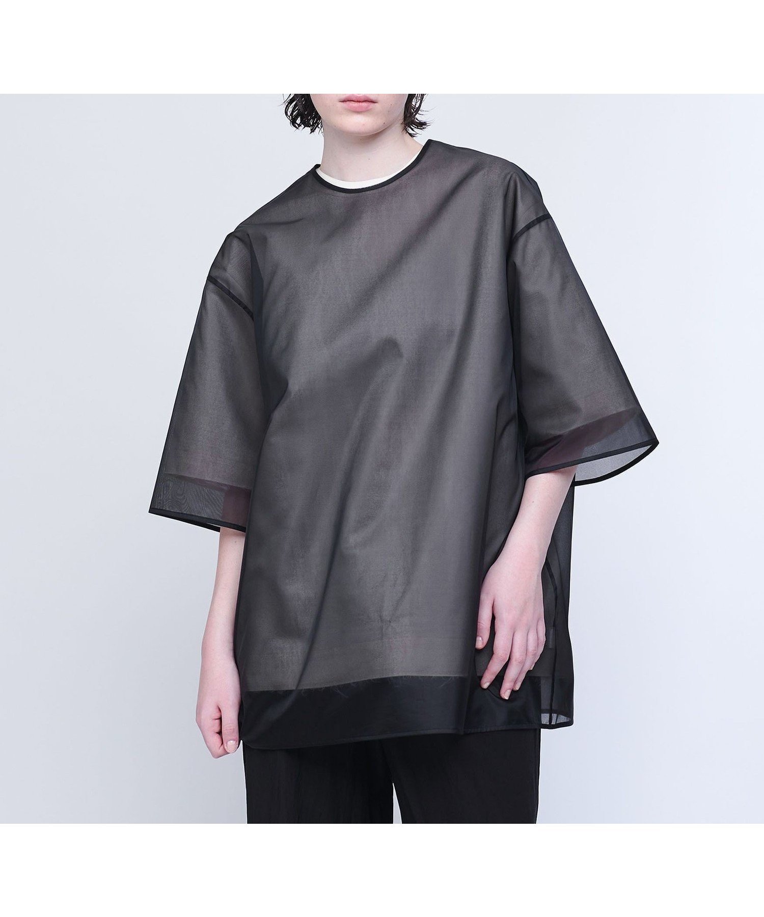 【ユナイテッドアローズ/UNITED ARROWS】のAEWEN MATOPH オーガンジー ビッグT ブラウス インテリア・キッズ・メンズ・レディースファッション・服の通販 founy(ファニー) 　ファッション　Fashion　レディースファッション　Fashion for Women　トップス・カットソー　Cut & Sew Tops　シャツ・ブラウス・オフィスカジュアル　Elegant Blouses & Button-Ups　おすすめ　Recommended / Our Picks　インナー　Innerwear　オーガンジー　Organza Fabric　シアー　Sheer, See-Through　ビッグ　Big, Oversized　ワイド　Wide, Wide Fit　BLACK|ID: prp329100004557806 ipo3291000000032744802