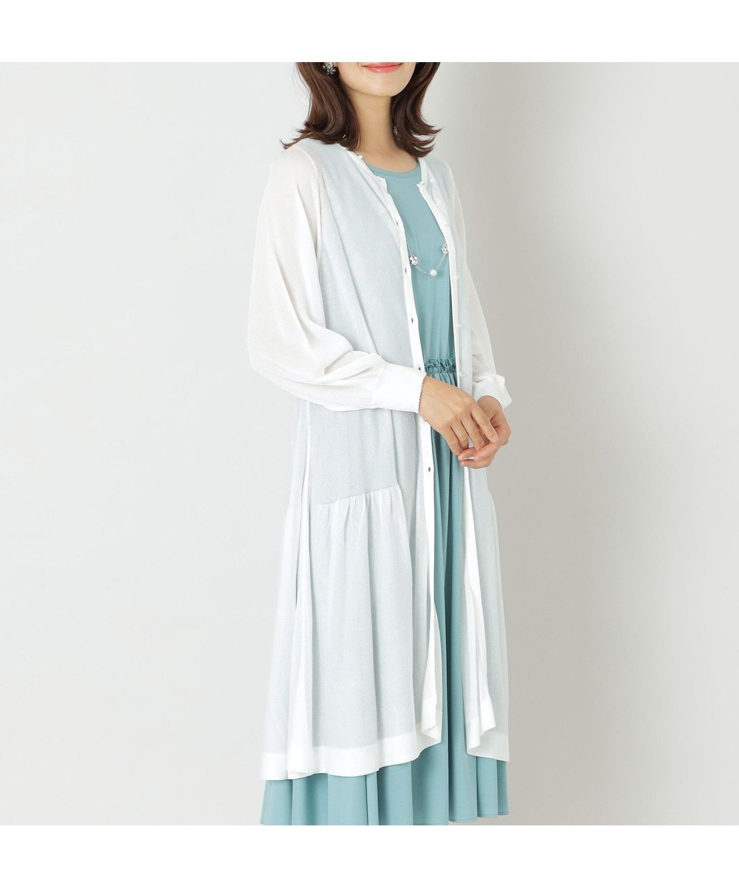 【トゥー ビー シック/TO BE CHIC】のセルロースアクリル ロングカーディガン インテリア・キッズ・メンズ・レディースファッション・服の通販 founy(ファニー) 　ファッション　Fashion　レディースファッション　Fashion for Women　トップス・カットソー　Cut & Sew Tops　カーディガン・羽織り　Layered Style Cardigans　アクリル　Acrylic Material　カーディガン　Cardigan, Knitwear　ティアード　Tiered, Tiered Style　ベーシック　Basic, Essential　ロング　Long, Long-Length　オフホワイト1|ID: prp329100004558000 ipo3291000000032719872