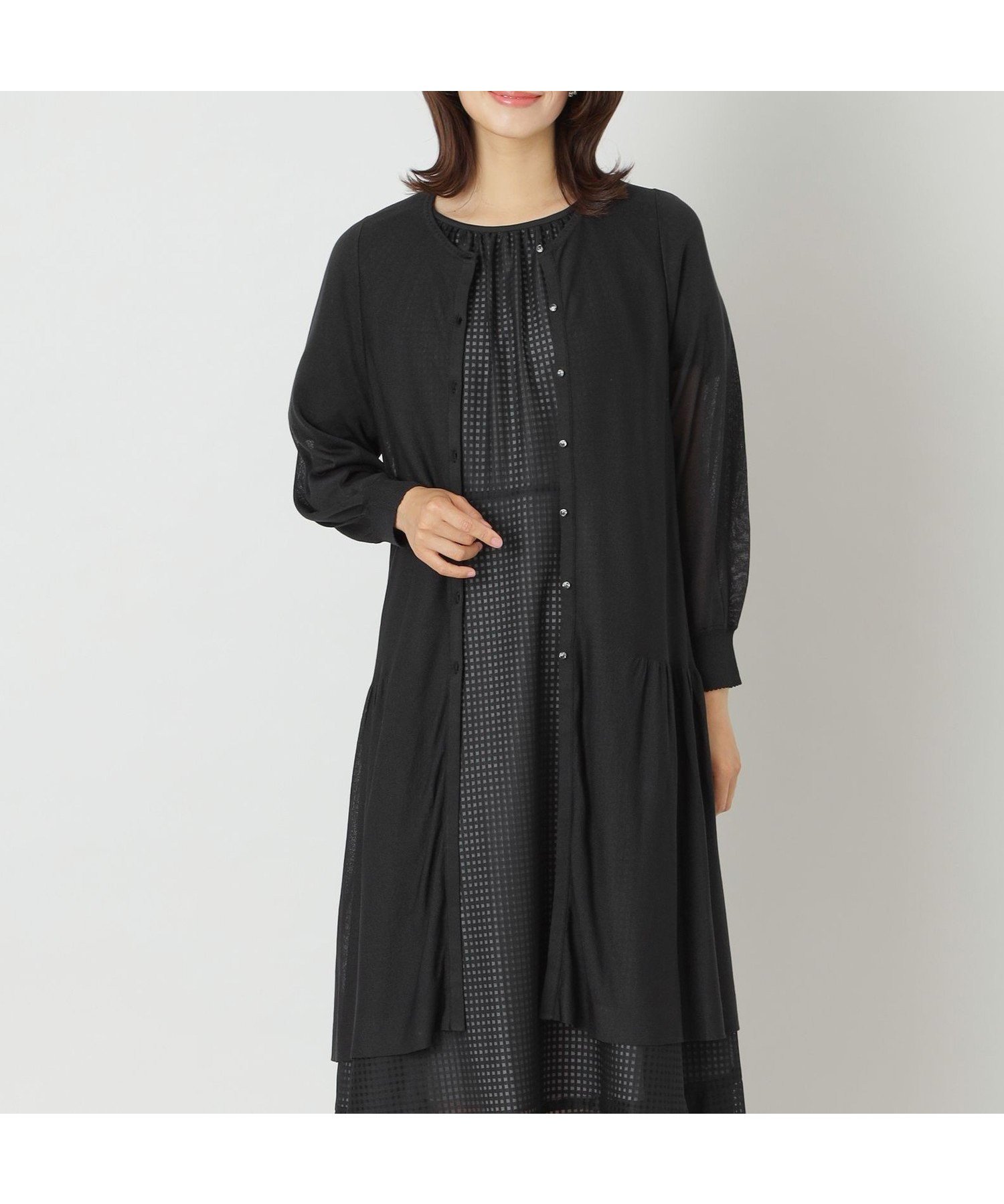 【トゥー ビー シック/TO BE CHIC】のセルロースアクリル ロングカーディガン インテリア・キッズ・メンズ・レディースファッション・服の通販 founy(ファニー) 　ファッション　Fashion　レディースファッション　Fashion for Women　トップス・カットソー　Cut & Sew Tops　カーディガン・羽織り　Layered Style Cardigans　アクリル　Acrylic Material　カーディガン　Cardigan, Knitwear　ティアード　Tiered, Tiered Style　ベーシック　Basic, Essential　ロング　Long, Long-Length　ブラック|ID: prp329100004558000 ipo3291000000032719876