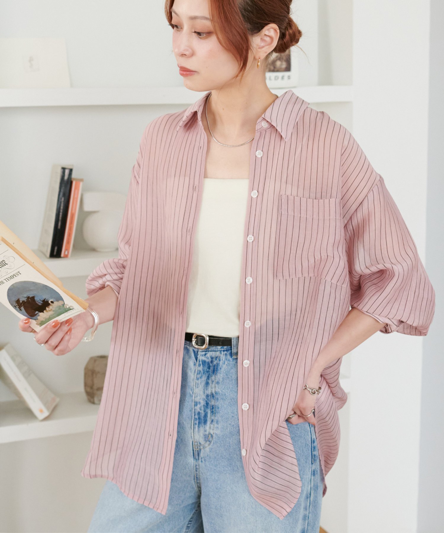 【ディスコート/Discoat】のシアーストライプシャツ《WEB限定カラーあり》 インテリア・キッズ・メンズ・レディースファッション・服の通販 founy(ファニー) 　ファッション　Fashion　レディースファッション　WOMEN　トップス・カットソー　Tops/Tshirt　シャツ/ブラウス　Shirts/Blouses　ショルダー　Shoulder　ストライプ　Stripe　ドロップ　Drop　ポケット　Pocket　夏　Summer　春　Spring　S/S・春夏　Ss・Spring/Summer　ピンク|ID: prp329100004558111 ipo3291000000032300809