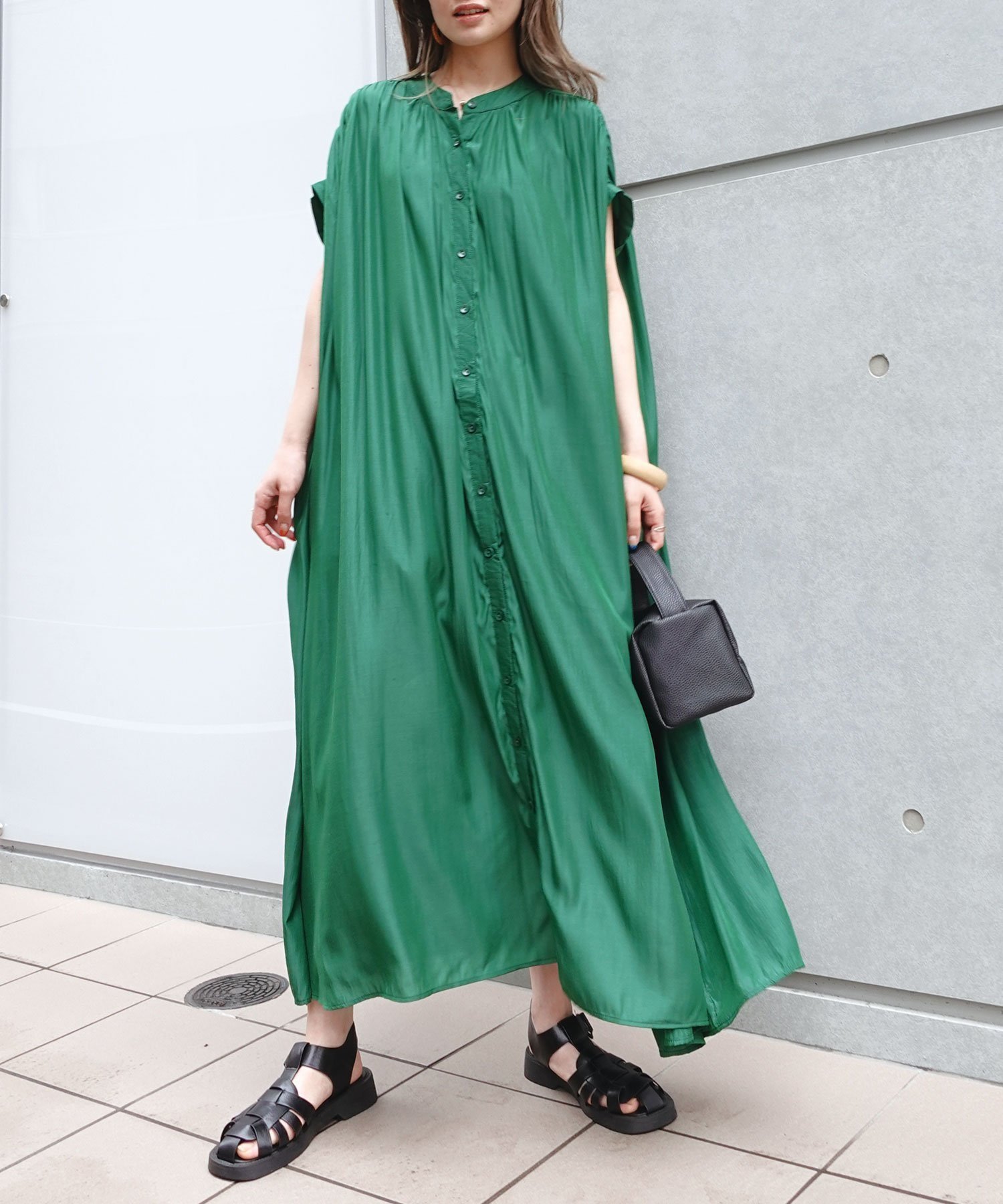 【コーナーズ/CORNERS】のたっぷりギャザーシャツワンピース インテリア・キッズ・メンズ・レディースファッション・服の通販 founy(ファニー) 　ファッション　Fashion　レディースファッション　WOMEN　ワンピース　Dress　シャツワンピース　Shirt Dresses　ギャザー　Gather　ヨーク　Yoke　夏　Summer　春　Spring　S/S・春夏　Ss・Spring/Summer　グリーン|ID: prp329100004558115 ipo3291000000032222939