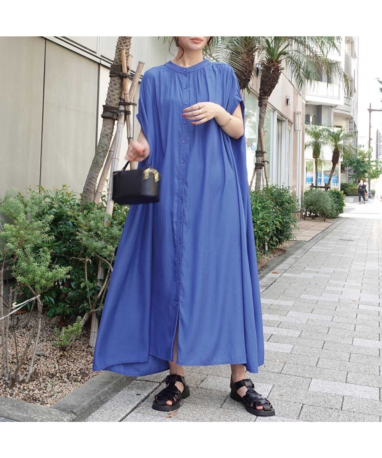 【コーナーズ/CORNERS】のたっぷりギャザーシャツワンピース インテリア・キッズ・メンズ・レディースファッション・服の通販 founy(ファニー) 　ファッション　Fashion　レディースファッション　WOMEN　ワンピース　Dress　シャツワンピース　Shirt Dresses　ギャザー　Gather　ヨーク　Yoke　夏　Summer　春　Spring　S/S・春夏　Ss・Spring/Summer　ブルー|ID: prp329100004558115 ipo3291000000032222946
