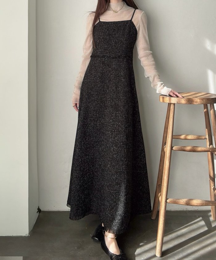 【ジュノア/JUNOAH】のメイル ツイードフリンジキャミワンピース インテリア・キッズ・メンズ・レディースファッション・服の通販 founy(ファニー) https://founy.com/ ファッション Fashion レディースファッション WOMEN ワンピース Dress キャミワンピース No Sleeve Dresses |ID: prp329100004558149 ipo3291000000032223262