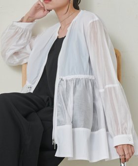 【ラナン/Ranan】のRanan/シアー切替ブルゾン 人気、トレンドファッション・服の通販 founy(ファニー) ファッション Fashion レディースファッション WOMEN アウター Coat Outerwear ブルゾン Blouson/Jackets なめらか Smooth インナー Inner オーガンジー Organdy シアー Sheer スタイリッシュ Stylish ドッキング Docking ブルゾン Blouson 切替 Switching |ID:prp329100004558152