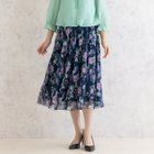 【ローズティアラ/Rose Tiara】の【セットアップ対応】ローズプリントプリーツスカート ダークブルー|ID: prp329100004558164 ipo3291000000032223449