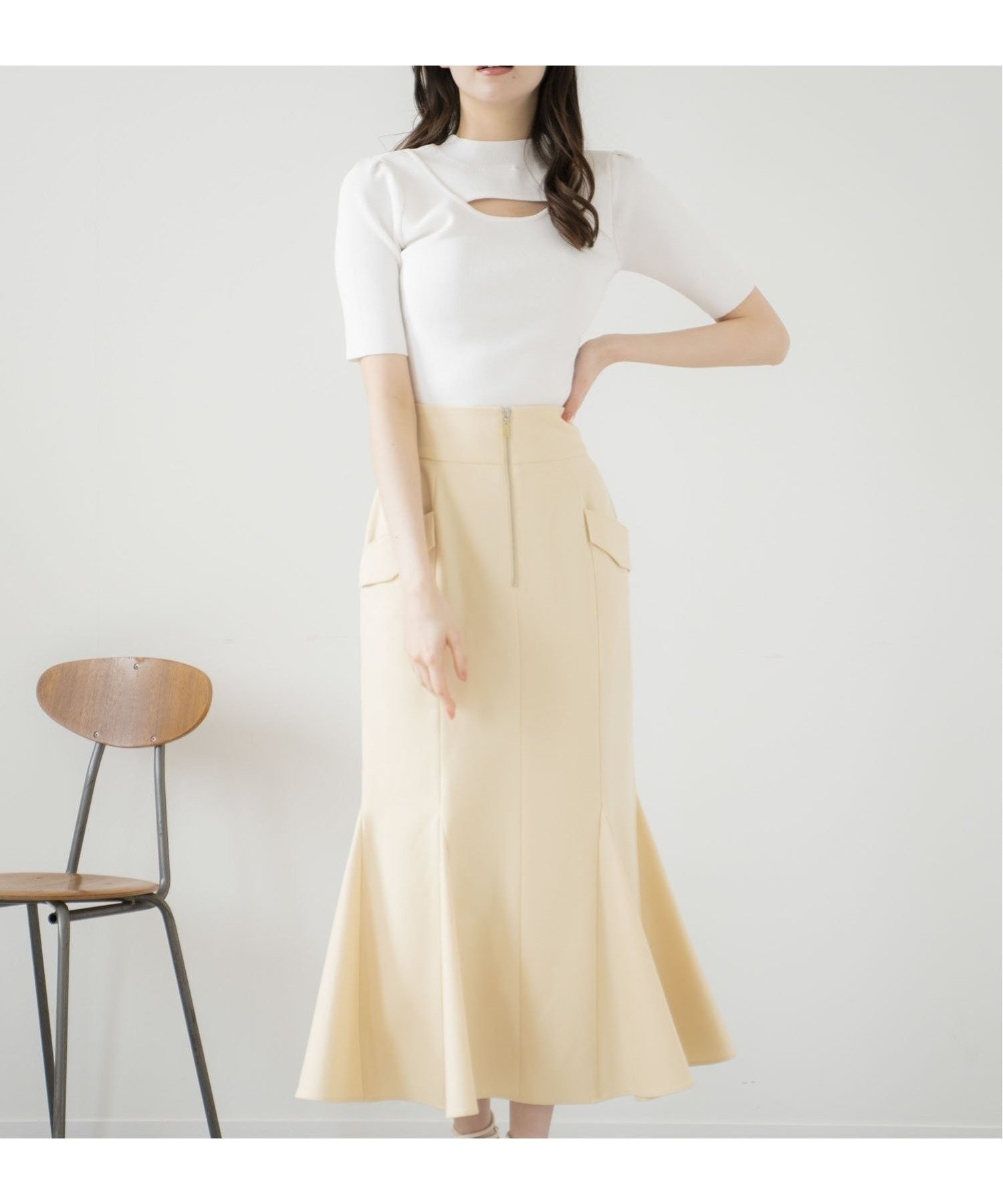 【ノエラ/Noela】のステッチマーメイドスカート インテリア・キッズ・メンズ・レディースファッション・服の通販 founy(ファニー) 　ファッション　Fashion　レディースファッション　WOMEN　スカート　Skirt　おすすめ　Recommend　ギンガム　Gingham　シンプル　Simple　スパンコール　Sequins　チェック　Check　トレンド　Trend　フラップ　Flap　ポケット　Pocket　定番　Standard　イエロー|ID: prp329100004558180 ipo3291000000032394931