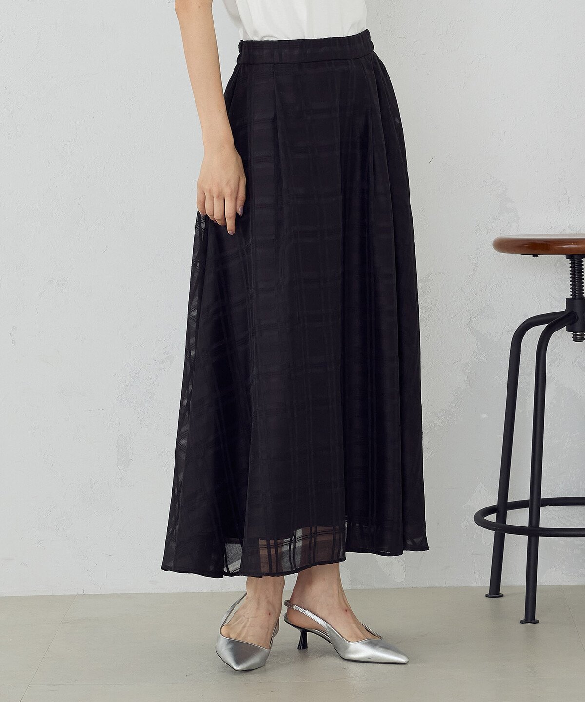 【コムサイズム/COMME CA ISM】のシアーチェック タックフレアスカート / セットアップ対応 人気、トレンドファッション・服の通販 founy(ファニー) 　ファッション　Fashion　レディースファッション　WOMEN　セットアップ　Setup　スカート　Skirt　スカート　Skirt　Aライン/フレアスカート　Flared A-Line Skirts　おすすめ　Recommend　ジャカード　Jacquard　セットアップ　Set Up　チェック　Check　ビッグ　Big　フェミニン　Feminine　フレア　Flare　ブルゾン　Blouson　エレガント 上品　Elegant　 other-1|ID: prp329100004558198 ipo3291000000032223824
