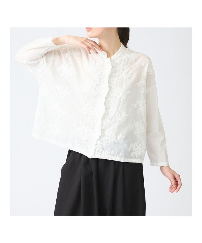【マーコート/MARcourt】のmizuiro ind レーススタンドカラーワイドシャツ インテリア・キッズ・メンズ・レディースファッション・服の通販 founy(ファニー) https://founy.com/ ファッション Fashion レディースファッション Fashion for Women トップス・カットソー Cut & Sew Tops シャツ・ブラウス・オフィスカジュアル Elegant Blouses & Button-Ups フロント Front, Front Design ポケット Pocket, Pocket Detail レース Lace, Lace Fabric ヴィンテージ Vintage Style エレガント 上品 Elegant 人気 Popular, Best Seller 羽織 Haori, Light Jacket 長袖 Long Sleeve, Full Sleeve |ID: prp329100004558220 ipo3291000000033097803