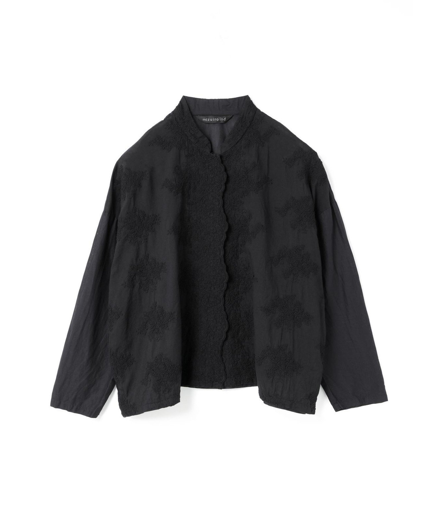 【マーコート/MARcourt】のmizuiro ind レーススタンドカラーワイドシャツ インテリア・キッズ・メンズ・レディースファッション・服の通販 founy(ファニー) 　ファッション　Fashion　レディースファッション　Fashion for Women　トップス・カットソー　Cut & Sew Tops　シャツ・ブラウス・オフィスカジュアル　Elegant Blouses & Button-Ups　フロント　Front, Front Design　ポケット　Pocket, Pocket Detail　レース　Lace, Lace Fabric　ヴィンテージ　Vintage Style　エレガント 上品　Elegant　人気　Popular, Best Seller　羽織　Haori, Light Jacket　長袖　Long Sleeve, Full Sleeve　ブラック|ID: prp329100004558220 ipo3291000000033097807