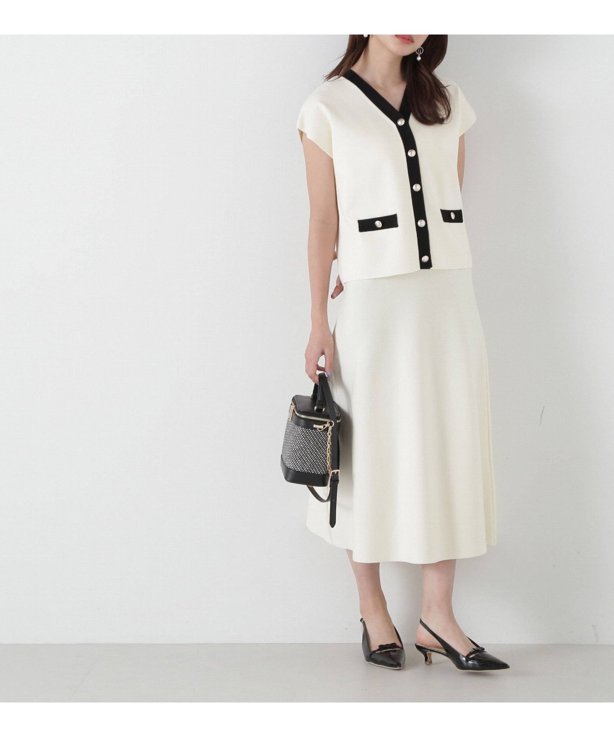 【プロポーション ボディドレッシング/PROPORTION BODY DRESSING】のニットベストセットアップ インテリア・キッズ・メンズ・レディースファッション・服の通販 founy(ファニー) 　ファッション　Fashion　レディースファッション　WOMEN　アウター　Coat Outerwear　トップス・カットソー　Tops/Tshirt　ニット　Knit Tops　ベスト/ジレ　Gilets/Vests　ベスト　Vest　ベーシック　Basic　ボトム　Bottom　エクリュ×ブラック1|ID: prp329100004558280 ipo3291000000032300353