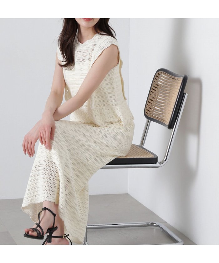 【プロポーション ボディドレッシング/PROPORTION BODY DRESSING】のクロッシェニット SET UP インテリア・キッズ・メンズ・レディースファッション・服の通販 founy(ファニー) https://founy.com/ ファッション Fashion レディースファッション Fashion for Women トップス・カットソー Cut & Sew Tops ニット Knit Tops & Sweaters ショート Short, Short Length デニム Denim, Jeans Material ペチコート Petticoat, Underskirt ラッフル Ruffle, Frill 透かし Cut-Out, Lacework |ID: prp329100004558297 ipo3291000000032751056