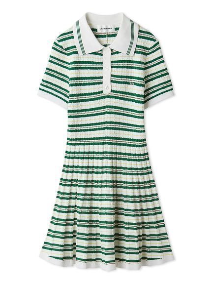【リリーブラウン/Lily Brown】のポロニットミニワンピース インテリア・キッズ・メンズ・レディースファッション・服の通販 founy(ファニー) 　ファッション　Fashion　レディースファッション　Ladies' Fashion Online　ワンピース　Dress　エレガント 上品　Elegant　クラシカル　Classical　シェイプ　Shape　フレア　Flare　ボーダー　Border　人気　Popularity　無地　Plain Color　BORDER[933]|ID: prp329100004558311 ipo3291000000032625175
