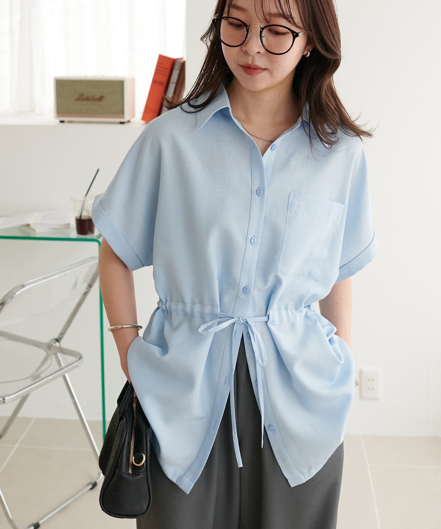 【ディスコート/Discoat】の【5色展開/体型カバー】チュニックシャツ《WEB限定カラーあり》 インテリア・キッズ・メンズ・レディースファッション・服の通販 founy(ファニー) 　ファッション　Fashion　レディースファッション　Fashion for Women　トップス・カットソー　Cut & Sew Tops　シャツ・ブラウス・オフィスカジュアル　Elegant Blouses & Button-Ups　おすすめ　Recommended / Our Picks　インナー　Innerwear　チュニック　Tunic, Long Top　リラックス　Relax, Relaxed Fit　サックスブルー|ID: prp329100004558312 ipo3291000000032224969