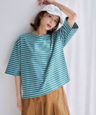 【スタディオ クリップ/studio CLIP】のUSAコットンダブルフロントベーシックTシャツ マルチグリーンボーダー04|ID: prp329100004558407 ipo3291000000032260981