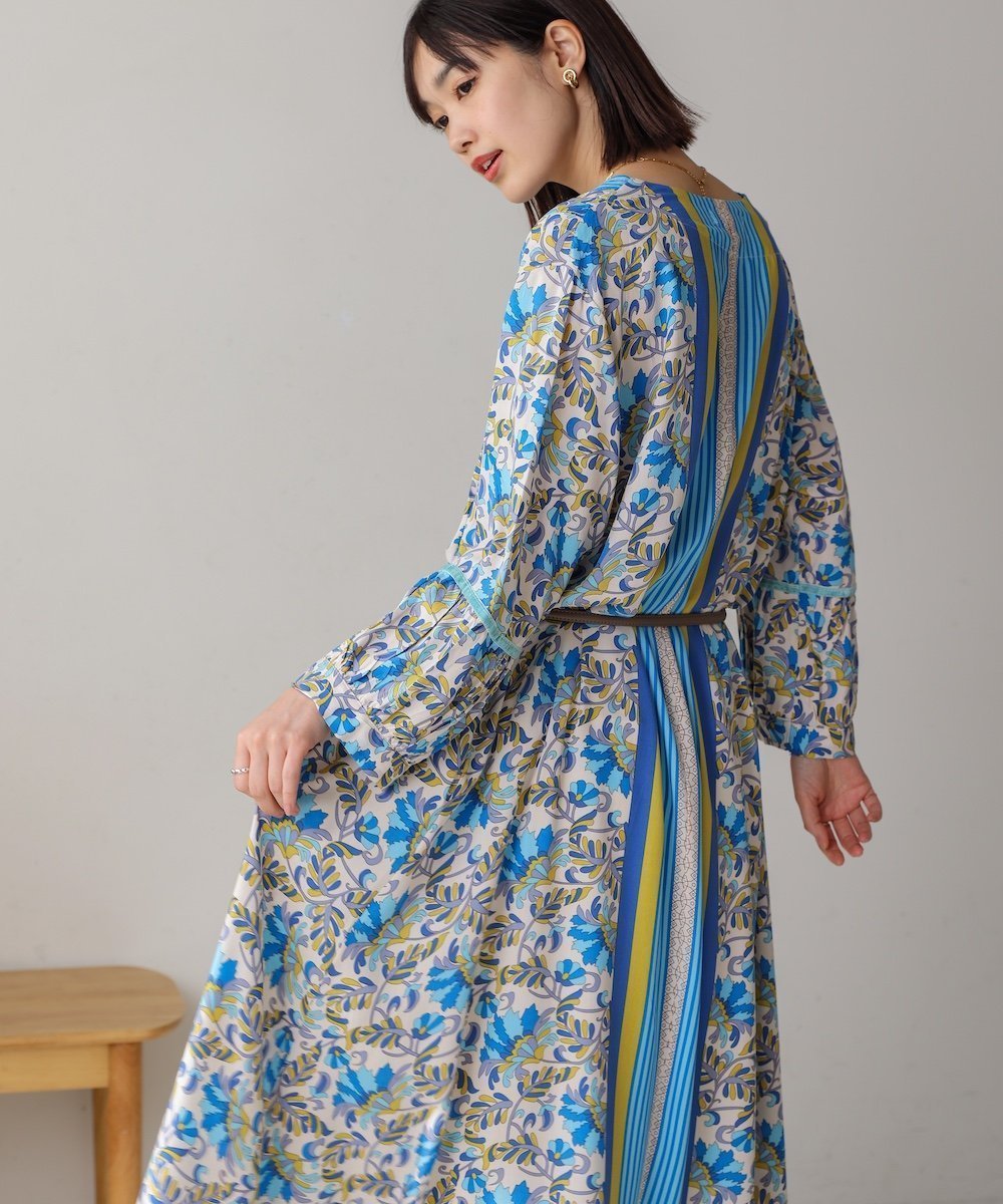 【バブ ブージュルード/Bab Bou Jeloud】のオリエンタル柄ワンピース インテリア・キッズ・メンズ・レディースファッション・服の通販 founy(ファニー) 　ファッション　Fashion　レディースファッション　WOMEN　ワンピース　Dress　エレガント 上品　Elegant　オリエンタル　Oriental　ギャザー　Gather　プリント　Print　リラックス　Relax　ロング　Long　再入荷　Restock/Back In Stock/Re Arrival　夏　Summer　BLUE|ID: prp329100004558413 ipo3291000000032352895