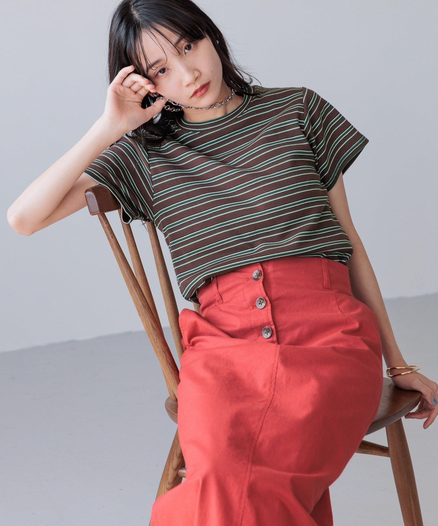 【ローリーズファーム/LOWRYS FARM】のフライスチビTシャツSS インテリア・キッズ・メンズ・レディースファッション・服の通販 founy(ファニー) 　ファッション　Fashion　レディースファッション　Fashion for Women　トップス・カットソー　Cut & Sew Tops　シャツ・ブラウス・オフィスカジュアル　Elegant Blouses & Button-Ups　ロングTシャツ・Tシャツ　Longline T-Shirts & Tees　おすすめ　Recommended / Our Picks　インナー　Innerwear　キャミ　Camisole, Cami Top　コンパクト　Compact, Small Size　サロペット　Overalls, Salopette　シンプル　Simple, Minimal　ビスチェ　Bustier, Corset Top　ベーシック　Basic, Essential　ボトム　Bottoms, Lower Wear　ワイド　Wide, Wide Fit　ボーダー50|ID: prp329100004558545 ipo3291000000033448464