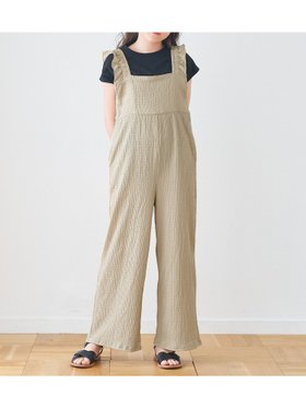 【コカ/coca / KIDS】のキッズ ガールズ 親子お揃いシボシャーリングフリルオールインワン 人気、トレンドファッション・服の通販 founy(ファニー) ファッション Fashion キッズファッション Fashion for Kids ドット Polka Dot, Dot Pattern プリント Print, Printed Pattern ポケット Pocket, Pocket Detail |ID:prp329100004558603