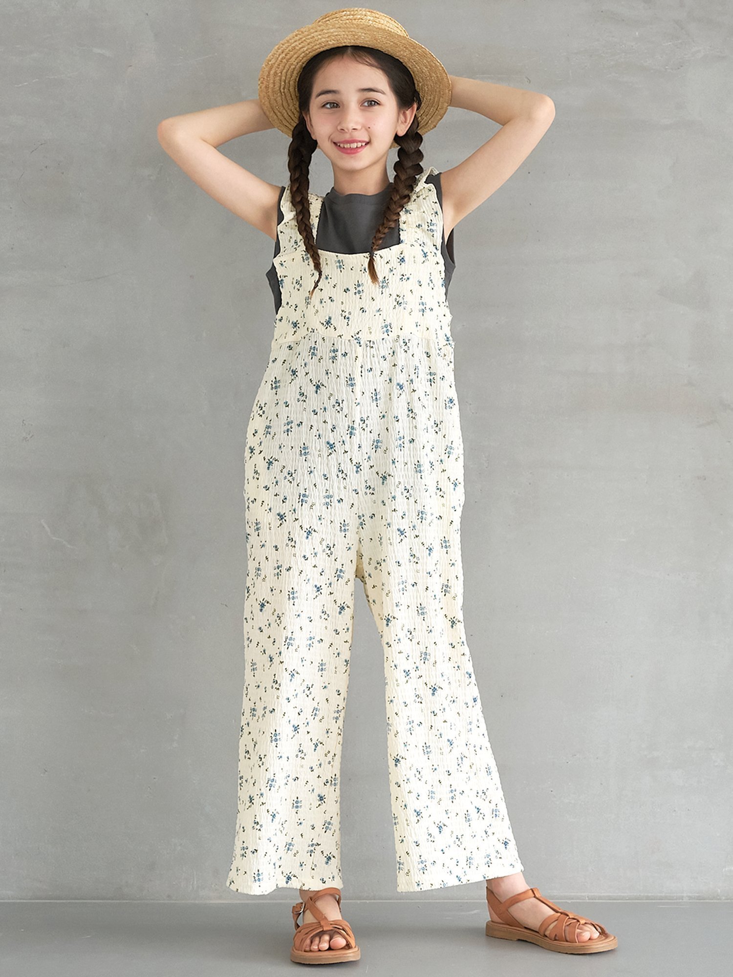 【コカ/coca / KIDS】のキッズ ガールズ 親子お揃いシボシャーリングフリルオールインワン インテリア・キッズ・メンズ・レディースファッション・服の通販 founy(ファニー) 　ファッション　Fashion　キッズファッション　Fashion for Kids　ドット　Polka Dot, Dot Pattern　プリント　Print, Printed Pattern　ポケット　Pocket, Pocket Detail　A|ID: prp329100004558603 ipo3291000000032710426