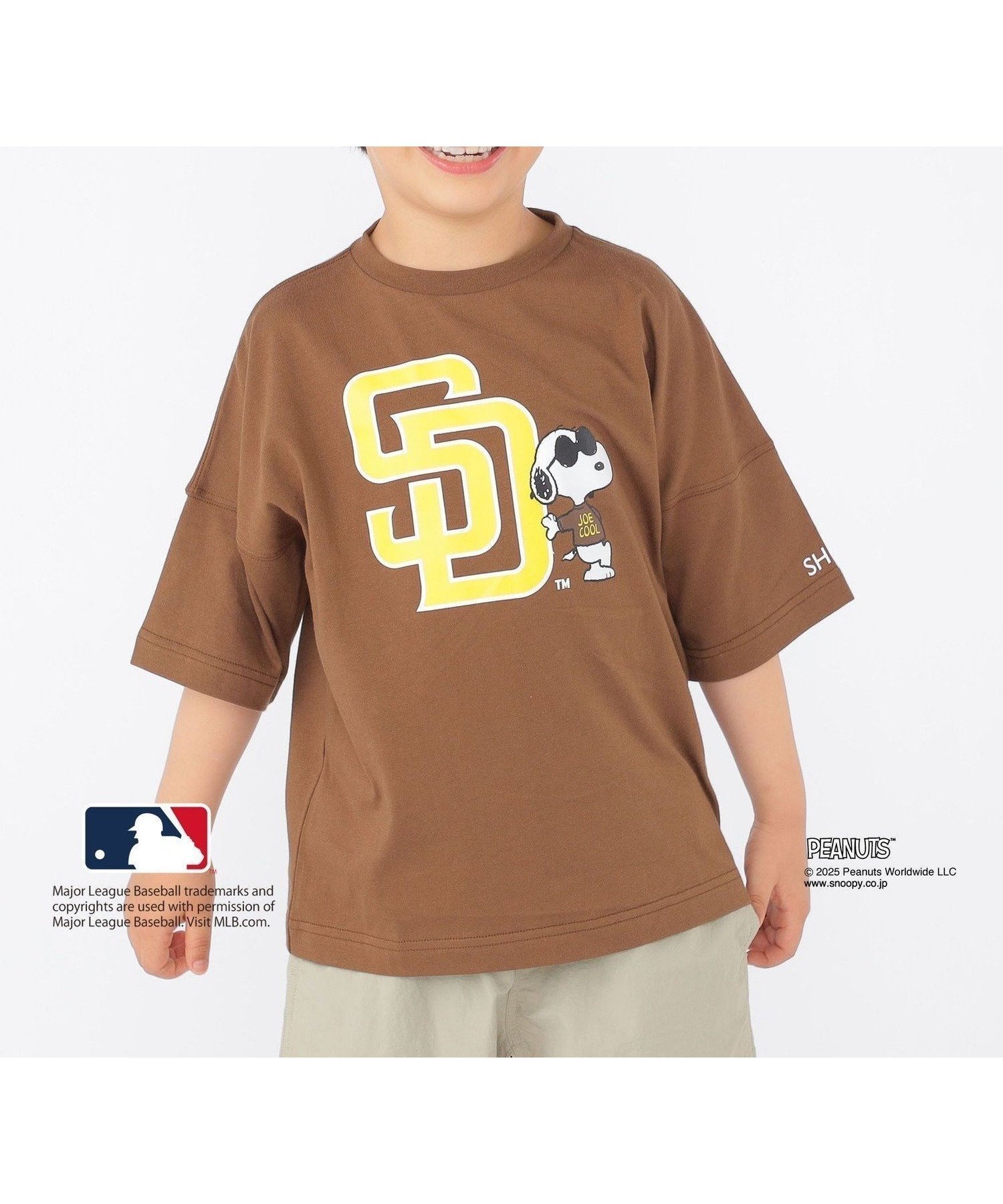 【シップス/SHIPS / KIDS】のSHIPS KIDS 100~125cm / PEANUTS*MLB プリント Tシャツ インテリア・キッズ・メンズ・レディースファッション・服の通販 founy(ファニー) 　ファッション　Fashion　キッズファッション　Fashion for Kids　アメリカン　American Style　キャラクター　Character, Licensed Characters　グラフィック　Graphic, Graphic Design　コラボ　Collaboration, Collab　ショルダー　Shoulder, Shoulder Strap　スペシャル　Special, Limited Edition　スポーツ　Sports, Activewear　ドロップ　Drop Shoulder, Dropped Style　プリント　Print, Printed Pattern　おすすめ　Recommended / Our Picks　ギフト プレゼント　Gift / Present　ブラウン|ID: prp329100004558621 ipo3291000000032996946