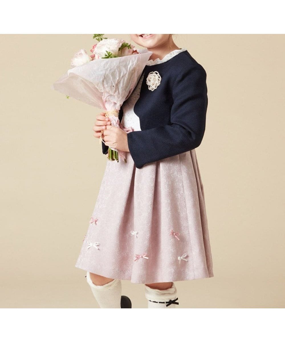 【アー ヴェー ヴェー/a.v.v / KIDS】の100-130 【セレモニー】フラワージャカードワンピース インテリア・キッズ・メンズ・レディースファッション・服の通販 founy(ファニー) 　ファッション　Fashion　キッズファッション　Fashion for Kids　ワンピース　Dresses　アクセサリー　Fashion Accessories　ガーリー　Girly, Feminine Style　キャップ　Cap, Baseball Cap　ジャカード／ジャガード　Jacquard, Woven Pattern　ジャケット　Jacket, Outerwear　スリーブ　Sleeve, Long Sleeve / Short Sleeve　パール　Pearl, Pearl Accent　フォーマル　Formal, Dressy　フリル　Frill, Ruffle　フレア　Flare, Flared　リボン　Ribbon, Bow　レース　Lace, Lace Fabric　楽ちん　Easy Fit, Comfortable　ワンポイント　One Point, Statement Accent　おすすめ　Recommended / Our Picks　エレガント 上品　Elegant　セレモニー　Ceremony　ギフト プレゼント　Gift / Present　入学式　Entrance Ceremony　結婚式　Wedding　ピンク|ID: prp329100004558661 ipo3291000000032761654