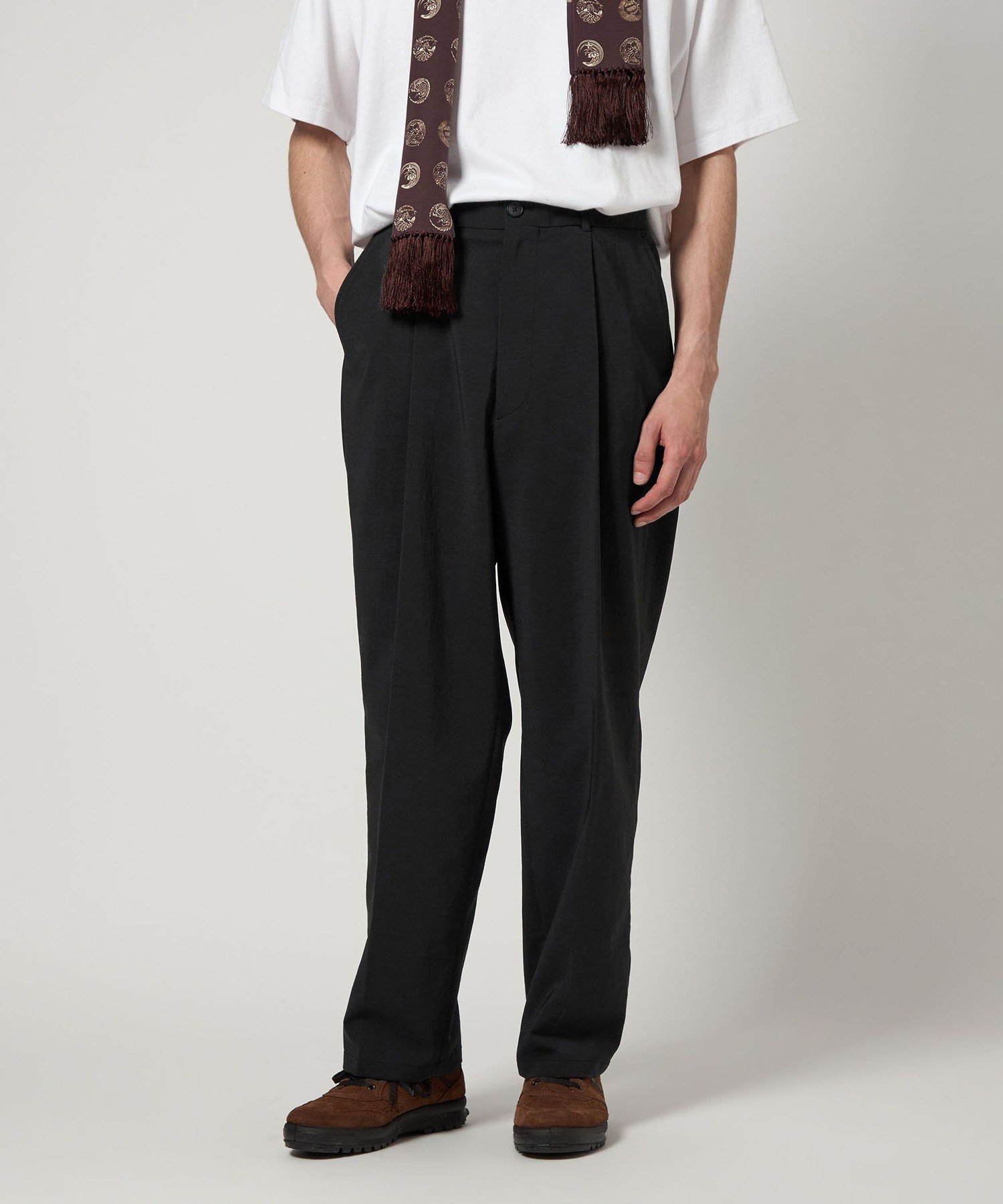 【ビューティ&ユース ユナイテッドアローズ/BEAUTY&YOUTH / UNITED ARROWS / MEN】のSteven Alan RENULNN アウト ワンプリーツ スラックス インテリア・キッズ・メンズ・レディースファッション・服の通販 founy(ファニー) 　ファッション　Fashion　メンズファッション　MEN　スマート　Smart　スラックス　Slacks　テーパード　Tapered　ドレープ　Drape　プリーツ　Pleats　夏　Summer　BLACK|ID: prp329100004558681 ipo3291000000032294991