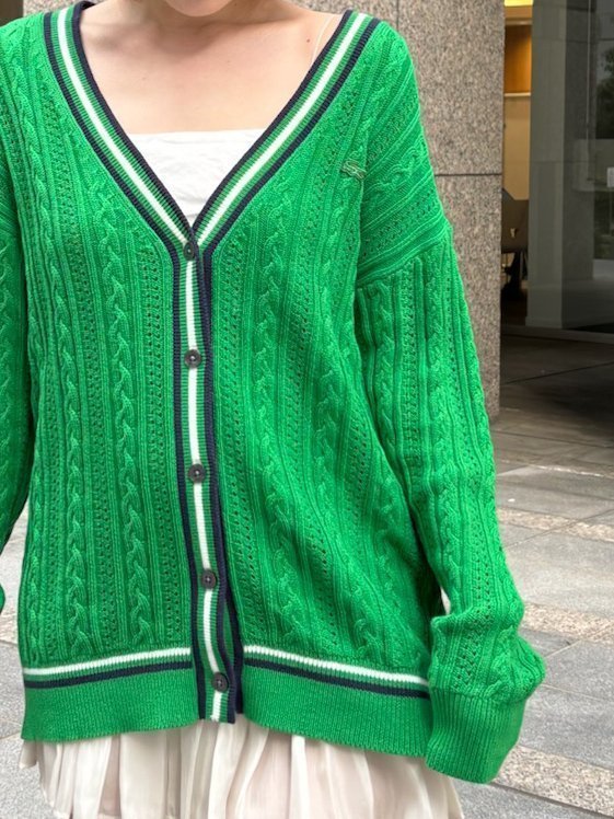 【スナイデル/SNIDEL】のLACOSTE/ニットカーディガン インテリア・キッズ・メンズ・レディースファッション・服の通販 founy(ファニー) 　ファッション　Fashion　レディースファッション　WOMEN　トップス・カットソー　Tops/Tshirt　ニット　Knit Tops　カーディガン　Cardigans　春　Spring　カーディガン　Cardigan　クラシカル　Classical　ストレート　Straight　スポーツ　Sports　トレンド　Trend　人気　Popularity　パステル　Pastel　フォーマル　Formal　S/S・春夏　Ss・Spring/Summer　おすすめ　Recommend　夏　Summer　GRN[024]|ID: prp329100004558743 ipo3291000000032302039