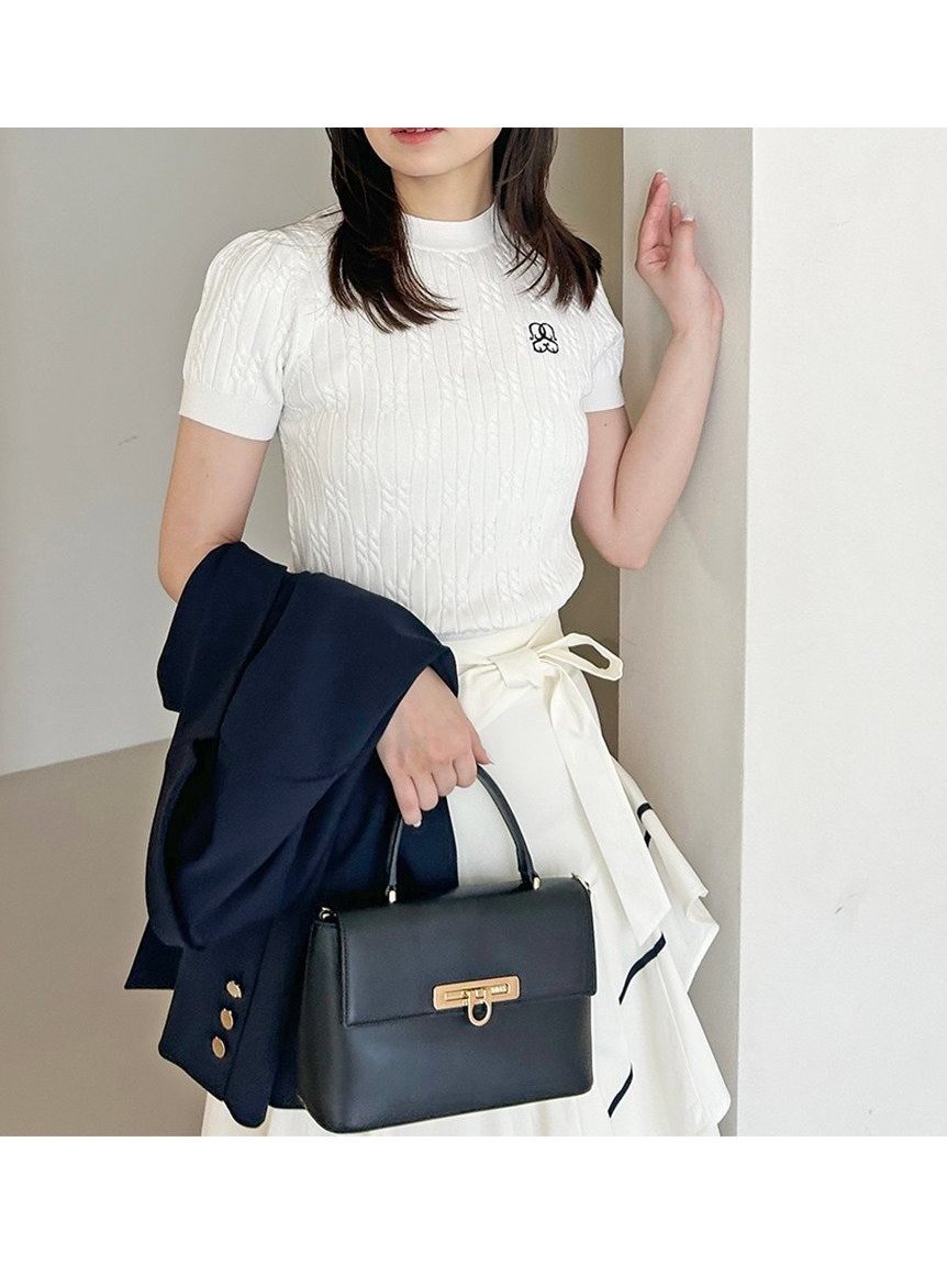 【スナイデル/SNIDEL】のSustainableワンポイントニットプルオーバー 人気、トレンドファッション・服の通販 founy(ファニー) 　ファッション　Fashion　レディースファッション　WOMEN　トップス・カットソー　Tops/Tshirt　ニット　Knit Tops　プルオーバー　Pullover　イエロー　Yellow　ウェーブ　Wave　シンプル　Simple　ストレート　Straight　半袖　Short Sleeve　ミドル　Middle　ワンポイント　One Point　おすすめ　Recommend　エレガント 上品　Elegant　 other-1|ID: prp329100004558902 ipo3291000000032230810
