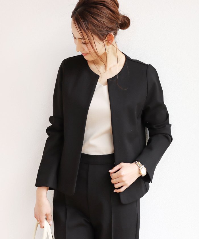 【その他のブランド/Other】のポンチ クルーネック ノーカラー ジャケット インテリア・キッズ・メンズ・レディースファッション・服の通販 founy(ファニー) https://founy.com/ ファッション Fashion レディースファッション Ladies' Fashion Online アウター Coat Outerwear ジャケット Jackets ノーカラージャケット No Collar Leather Jackets オケージョン Occasion カットソー Cut And Sew ジャケット Jacket ストレッチ Stretch フロント Front ポケット Pocket ワーク Work 人気 Popularity 楽ちん Easy |ID: prp329100004558913 ipo3291000000032645023