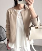 【その他のブランド/Other】のポンチ クルーネック ノーカラー ジャケット ライトベージュ|ID: prp329100004558913 ipo3291000000032645025
