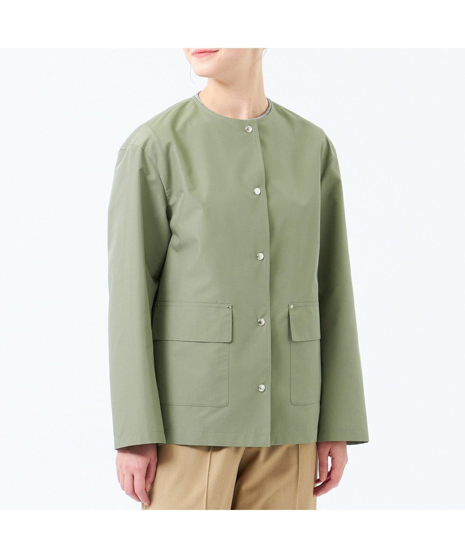 【マッキントッシュ フィロソフィー/MACKINTOSH PHILOSOPHY】のレインウェザークロスノーカラーミドルジャケット インテリア・キッズ・メンズ・レディースファッション・服の通販 founy(ファニー) 　ファッション　Fashion　レディースファッション　WOMEN　アウター　Coat Outerwear　ジャケット　Jackets　おすすめ　Recommend　カーディガン　Cardigan　ジャケット　Jacket　ドロップ　Drop　ボックス　Box　ミドル　Middle　エレガント 上品　Elegant　別注　Special Order　春　Spring　秋　Autumn/Fall　カーキ|ID: prp329100004559004 ipo3291000000032295476