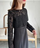 【ジュノア/JUNOAH】の前後2wayフラワーレースカーデ+スリットキャミワンピースset ブラック|ID: prp329100004559365 ipo3291000000032235052