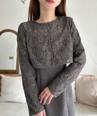 【ジュノア/JUNOAH】の前後2wayフラワーレースカーデ+スリットキャミワンピースset チャコール|ID: prp329100004559365 ipo3291000000032235056