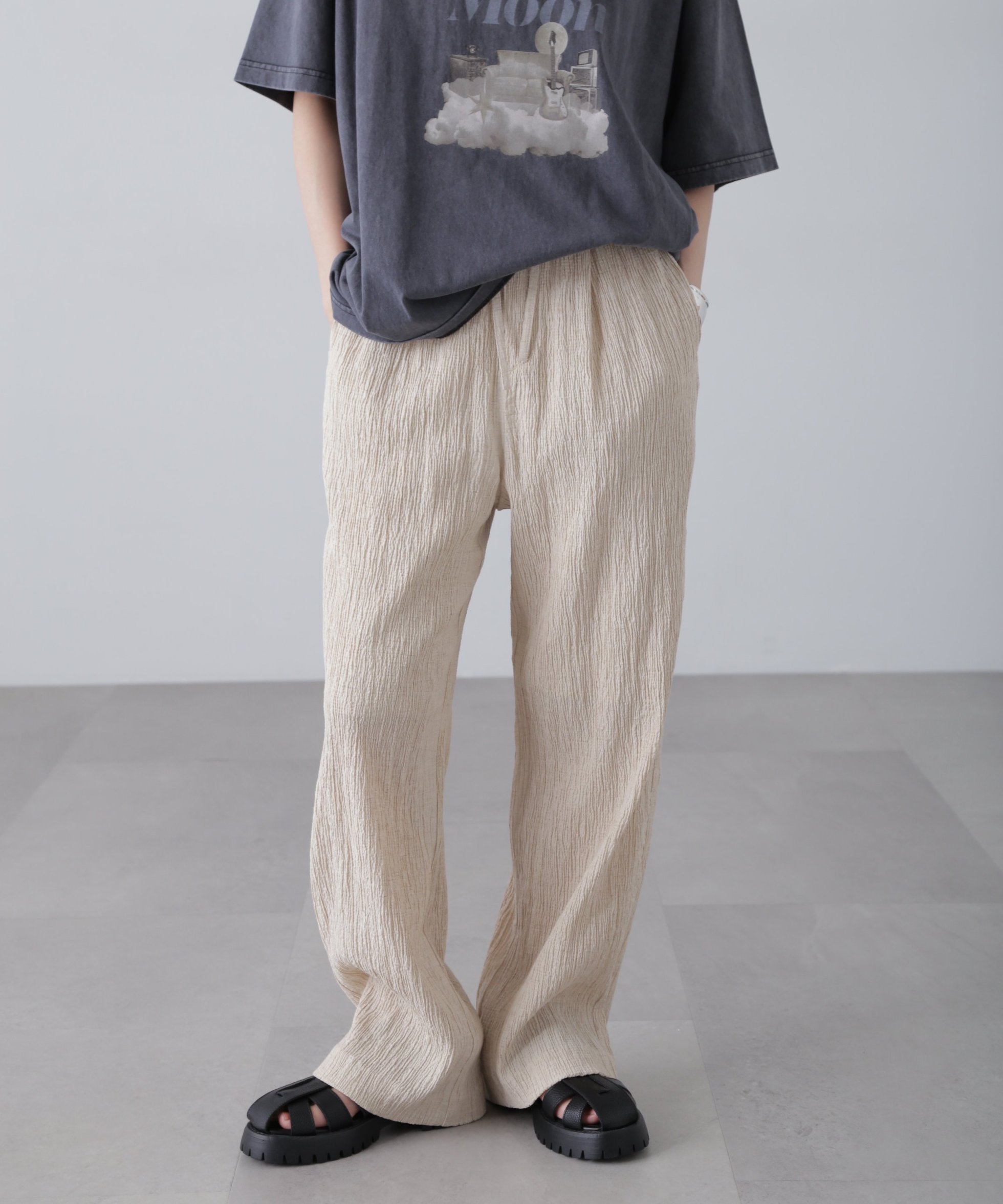 【フリーズマート/FREE'S MART】の楊柳リラックスストレートパンツ 人気、トレンドファッション・服の通販 founy(ファニー) 　ファッション　Fashion　レディースファッション　WOMEN　パンツ　Pants　タンク　Tank　フリル　Frills　メランジ　Melange　リラックス　Relax　ワイド　Wide　羽織　Haori　 other-1|ID: prp329100004559387 ipo3291000000032235236