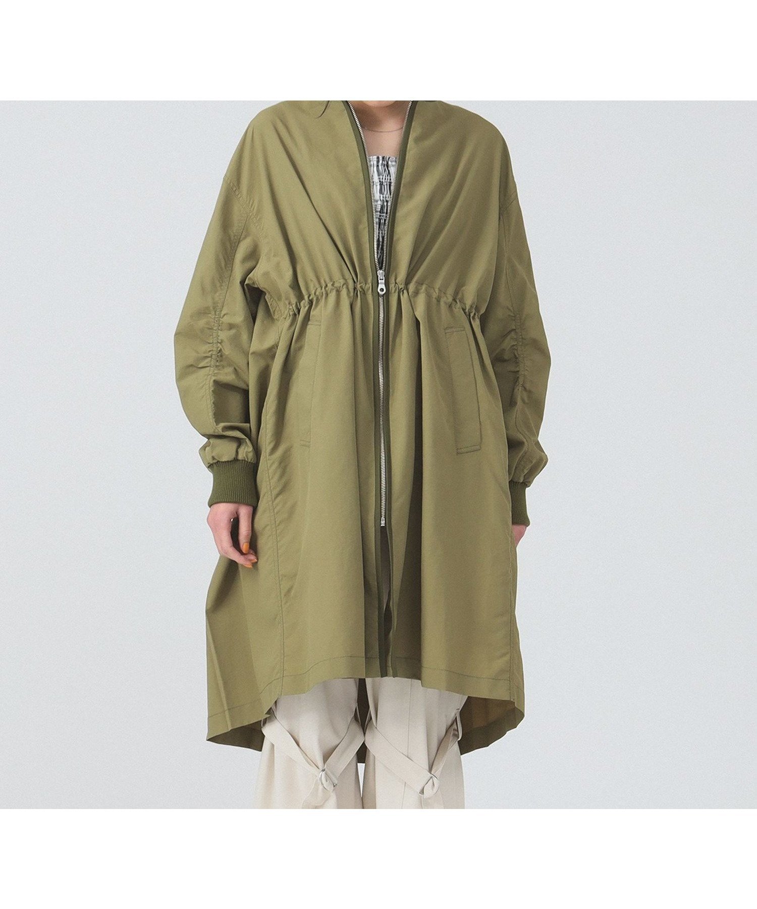 【ビームス ウイメン/BEAMS】の【6/12再値下げ】バックタック ジップ コート インテリア・キッズ・メンズ・レディースファッション・服の通販 founy(ファニー) 　ファッション　Fashion　レディースファッション　Fashion for Women　アウター　Coat / Outerwear Collection　コート・ロングコート・ピーコート　Long Coats, Peacoats & More　春　Spring　カーディガン　Cardigan, Knitwear　軽量　Lightweight, Ultra Light　ジップ　Zip, Zipper　ドローコード　Drawcord, Drawstring Cord　人気　Popular, Best Seller　フラップ　Flap, Flap Pocket　プリーツ　Pleats, Pleated　ポケット　Pocket, Pocket Detail　羽織　Haori, Light Jacket　おすすめ　Recommended / Our Picks　OLIVE|ID: prp329100004559412 ipo3291000000033334187