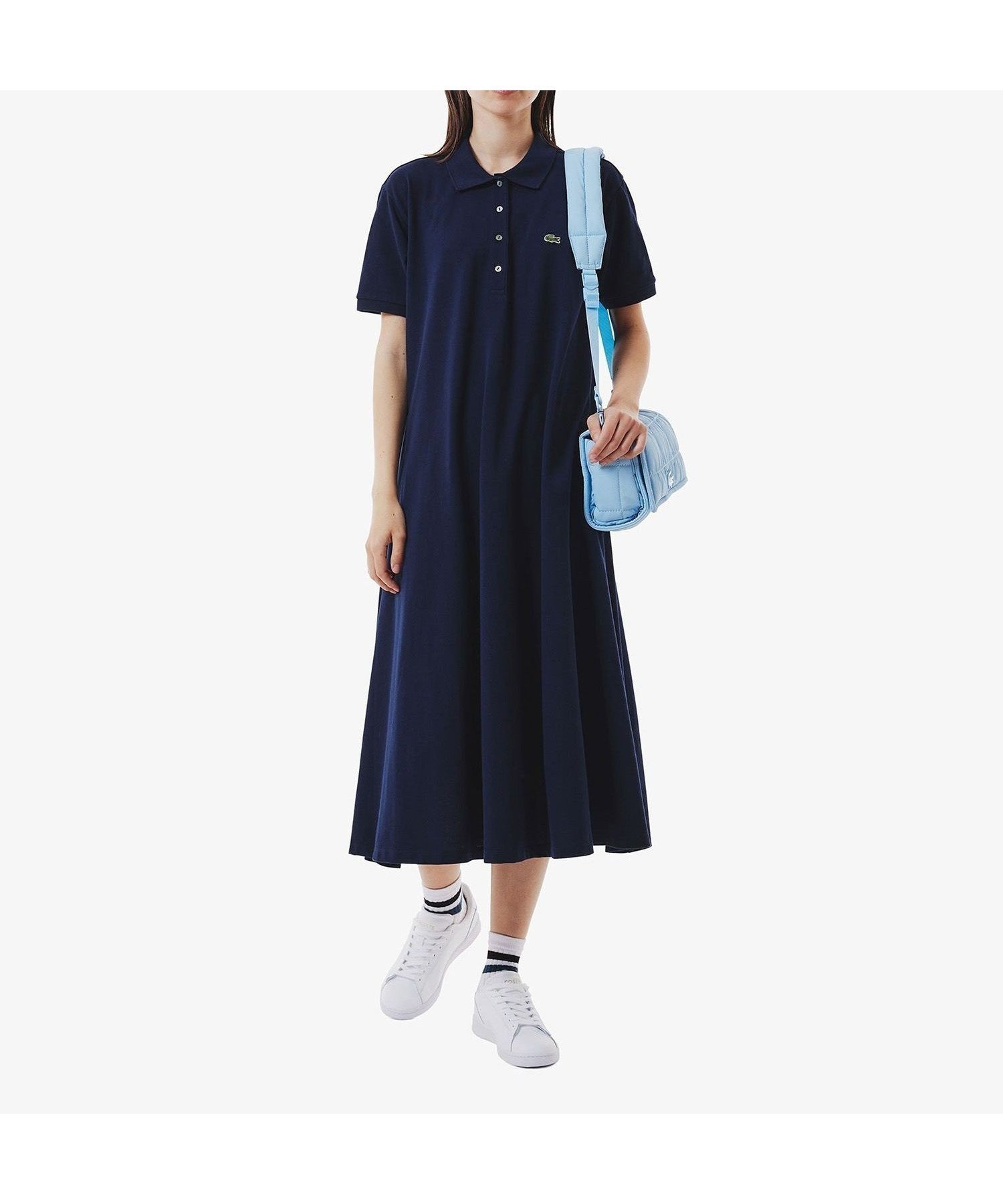 【ラコステ/LACOSTE】の鹿の子地マキシ丈ドレス ポロワンピース フレア Iライン インテリア・キッズ・メンズ・レディースファッション・服の通販 founy(ファニー) 　ファッション　Fashion　レディースファッション　Ladies' Fashion Online　ワンピース　Dress　ドレス　Party Dresses　エレガント 上品　Elegant　スポーツ　Sports　トレンド　Trend　ドレス　Dress　フェミニン　Feminine　フレア　Flare　ポロシャツ　Polo Shirt　マキシ　Maxi　鹿の子　Pique　ネイビー|ID: prp329100004559439 ipo3291000000032639014