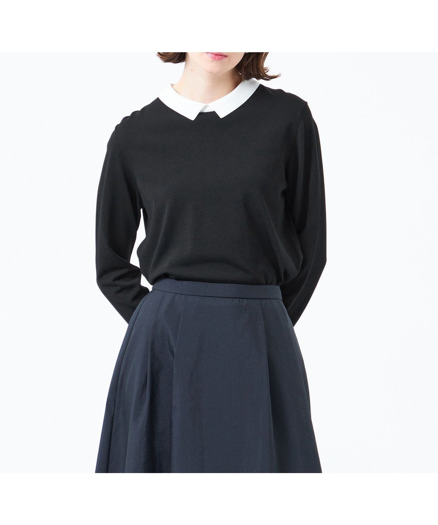 【マッキントッシュ フィロソフィー/MACKINTOSH PHILOSOPHY】の【Bicolor Knit Polo(バイカラーニットポロ)】 インテリア・キッズ・メンズ・レディースファッション・服の通販 founy(ファニー) 　ファッション　Fashion　レディースファッション　WOMEN　トップス・カットソー　Tops/Tshirt　ニット　Knit Tops　おすすめ　Recommend　ストレッチ　Stretch　ドレープ　Drape　ミックス　Mix　エレガント 上品　Elegant　春　Spring　秋　Autumn/Fall　ブラック|ID: prp329100004559473 ipo3291000000032235846