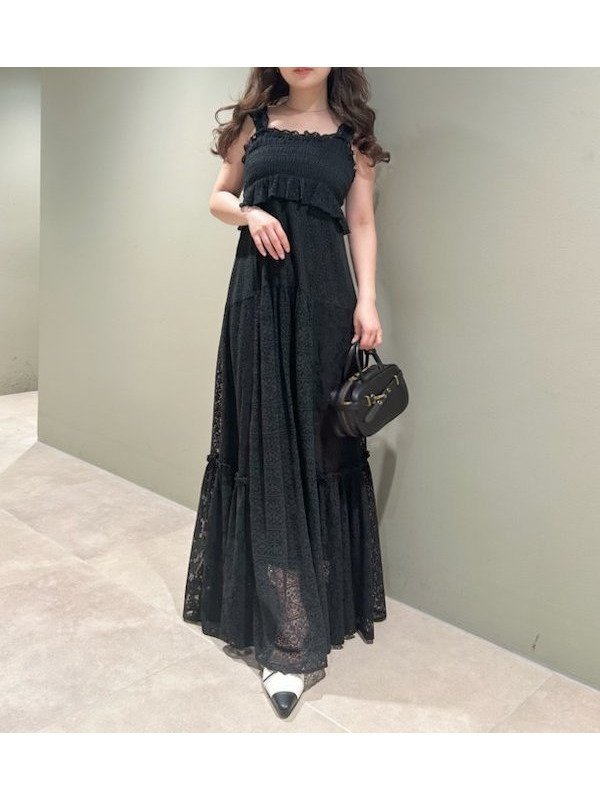 【リリーブラウン/Lily Brown】のパッチワークレースぺプラムワンピース インテリア・キッズ・メンズ・レディースファッション・服の通販 founy(ファニー) 　ファッション　Fashion　レディースファッション　WOMEN　ワンピース　Dress　イエロー　Yellow　インナー　Inner　シャーリング　Shirring　パッチワーク　Patchwork　フィット　Fit　フリル　Frills　ペプラム　Peplum　メタル　Metal　レース　Race　夏　Summer　BLK[009]|ID: prp329100004559478 ipo3291000000032235893